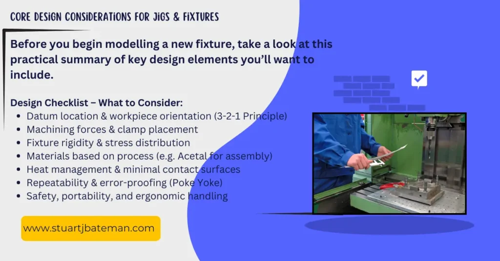 Jigs and fixtures design principles for manufacturing engineering
