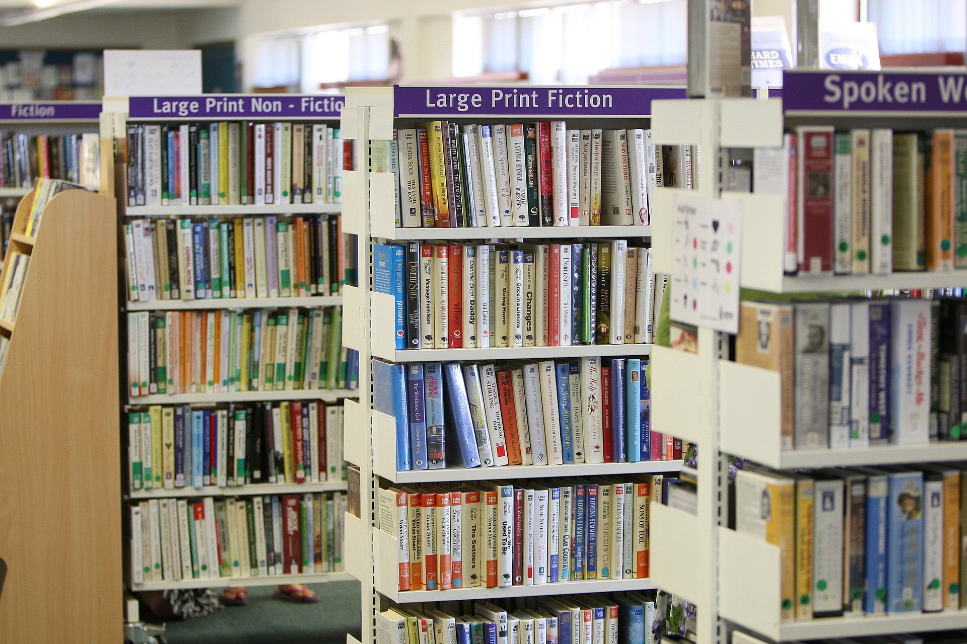 Books on a shelf at a library