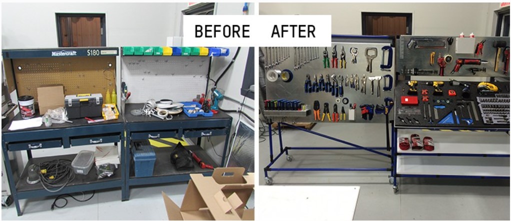 Workplace organisation before and after 5S