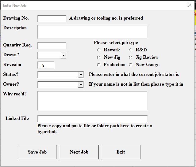 Area management - form