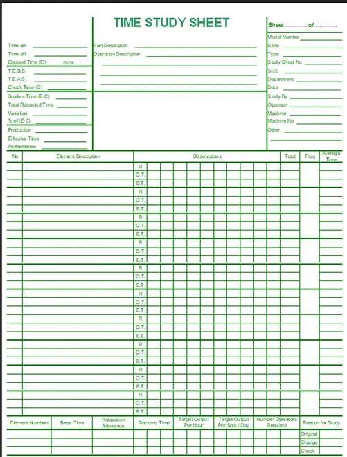 Time study template